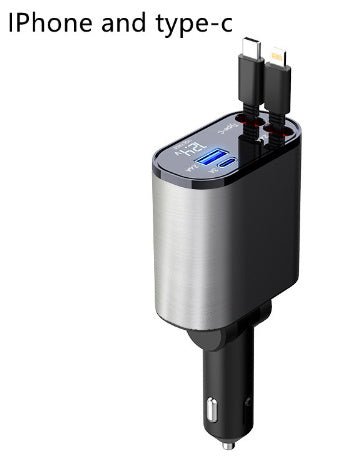 Adaptateur USB et TYPE - C pour chargeur de voiture 100W à chargement ultra - rapide pour allume - cigare de voiture métallique - Ivory Deals Market