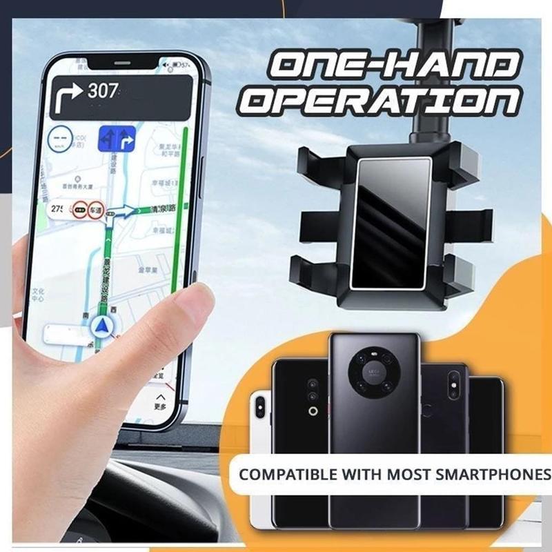 Support de téléphone pour rétroviseur de voiture, rotatif et rétractable Support de téléphone pour rétroviseur 360° multifonctionnel, adapté à tous les téléphones mobiles et à toutes les voitures