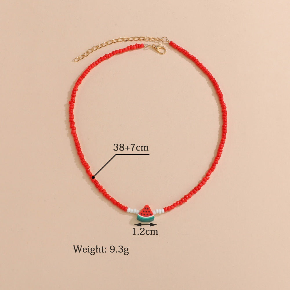 Collier court tendance pour femmes en forme de pastèque mignonne