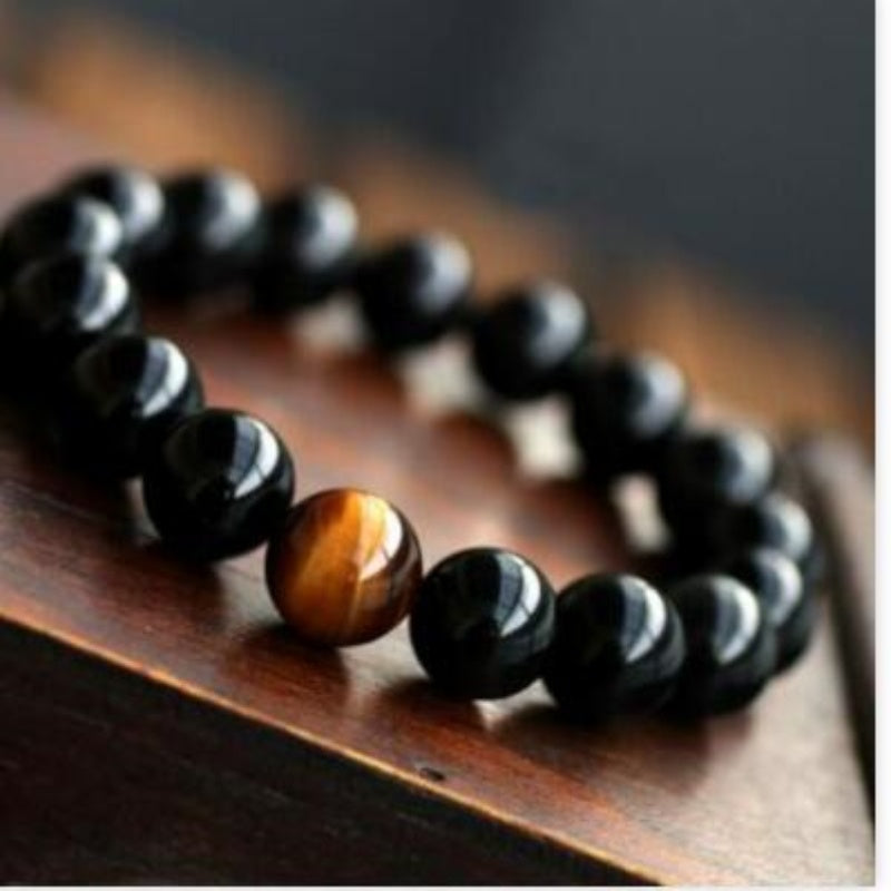 Naturel noir Onyx avec pierre oeil de tigre perles bracelet pour hommes bijoux 12 constellation Lovers Bilan Énergétique bracelet - Ivory Deals Market