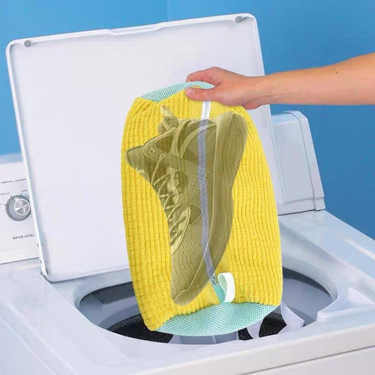 Sac à linge pour chaussures, sac de lavage pour chaussures pour machine à laver, réutilisable avec fermeture éclair Kit de nettoyage pour baskets et chaussures de tennis pour enlever la saleté