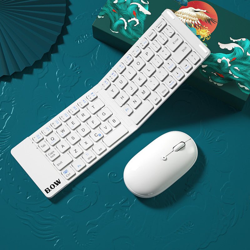 Arc Hangshi Bluetooth Pliable Clavier Et Souris Sans Fil Muet - Ivory Deals Market