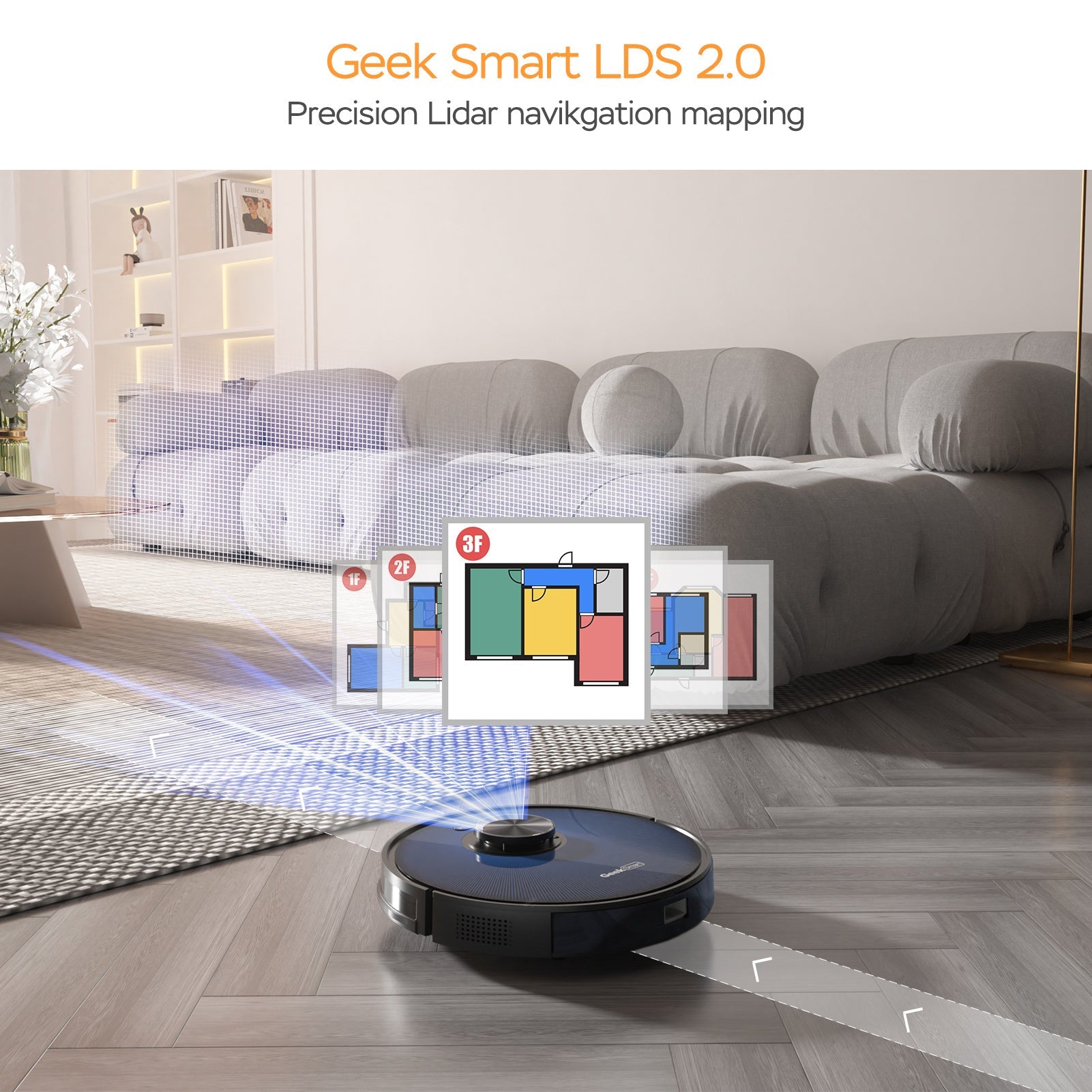 Aspirateur robot et vadrouille Geek Smart L7, navigation LDS, application connectée Wi - Fi, nettoyage sélectif des pièces, aspiration MAX 2700 PA, idéal pour les animaux de compagnie et les grandes maisons - Ivory Deals Market