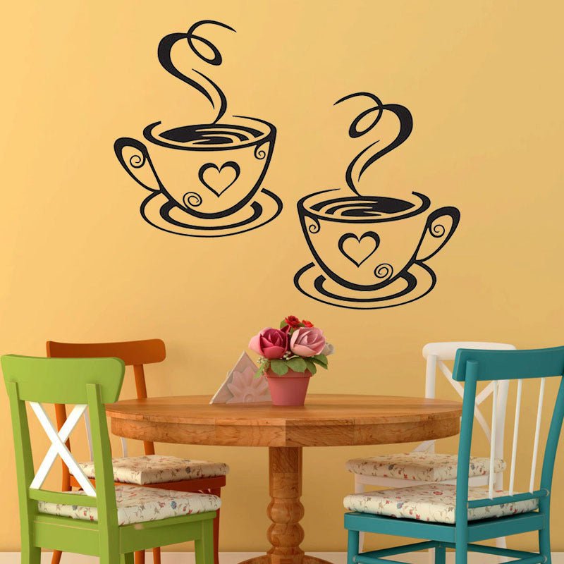 Autocollant mural amovible "Cup Coffee" pour décoration. - Ivory Deals Market