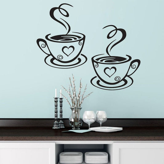 Autocollant mural amovible "Cup Coffee" pour décoration. - Ivory Deals Market