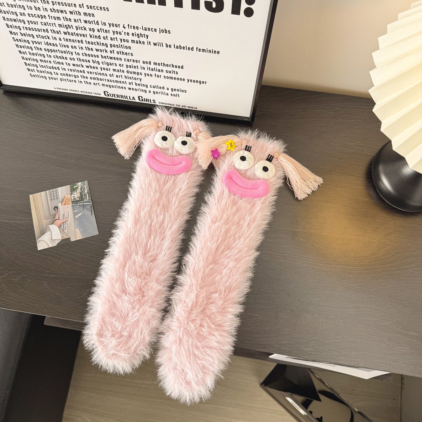 Chaussettes thermiques en peluche à mi-mollet amusantes