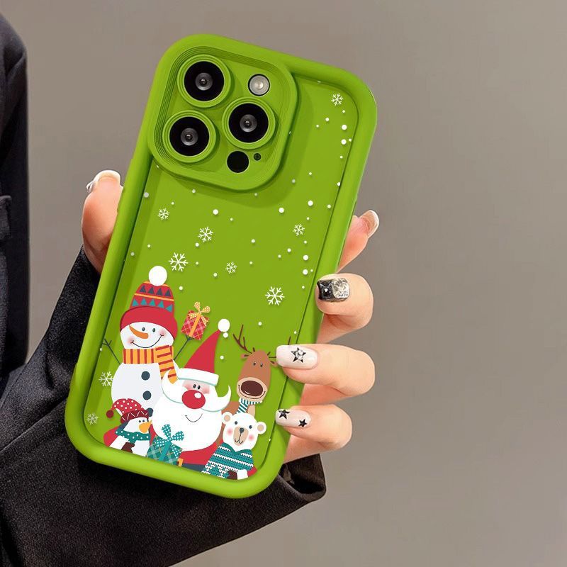 Coque de téléphone mignonne avec motif de Noël avancé en silicone souple et antichoc.