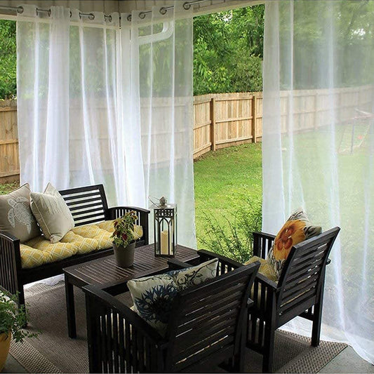 Rideau de porte imperméable à l'eau pour l'extérieur, en maille blanche, pour pavillon, balcon et terrasse.