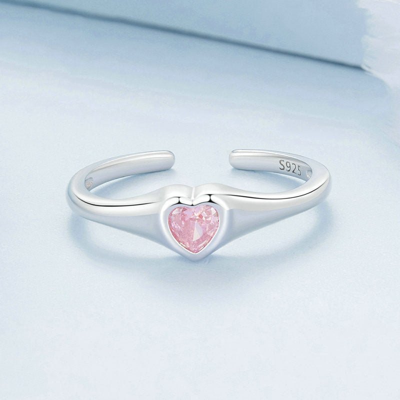 Bague en argent en forme de cœur, cadeau e fiançailles ou saint - valentin - Ivory Deals Market