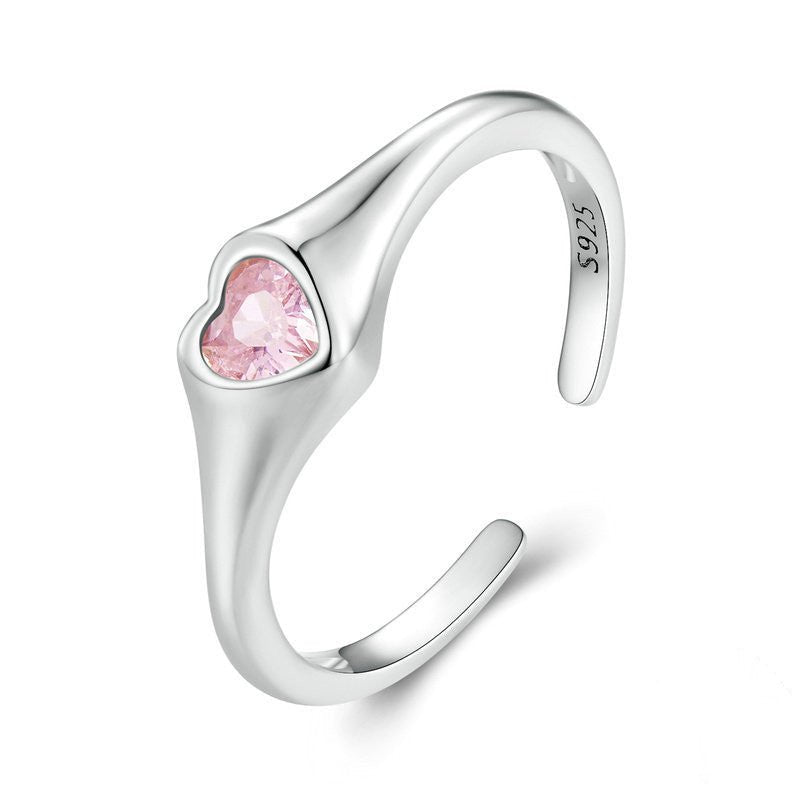 Bague en argent en forme de cœur, cadeau e fiançailles ou saint - valentin - Ivory Deals Market