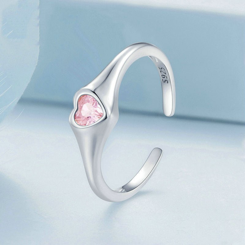 Bague en argent en forme de cœur, cadeau e fiançailles ou saint - valentin - Ivory Deals Market