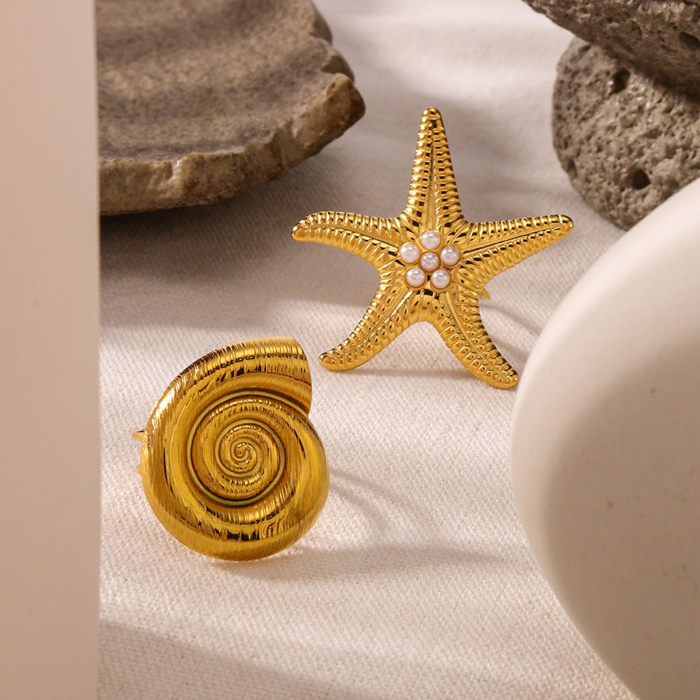 Bague en or 18K plaqué en acier inoxydable Starfish de personnalité - Ivory Deals Market