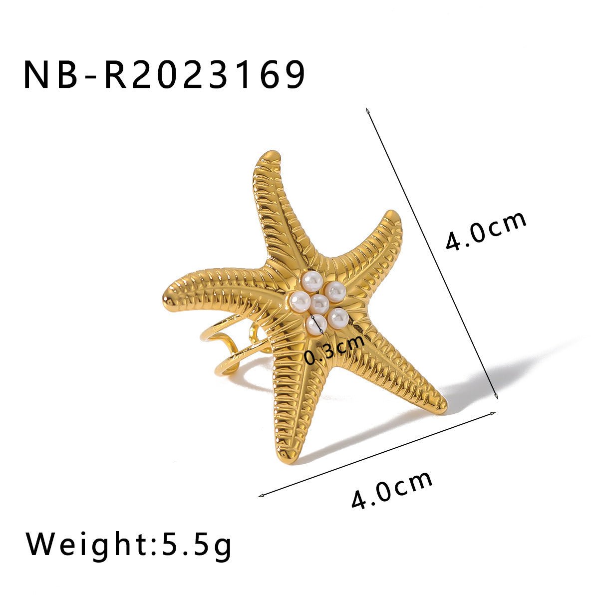 Bague en or 18K plaqué en acier inoxydable Starfish de personnalité - Ivory Deals Market