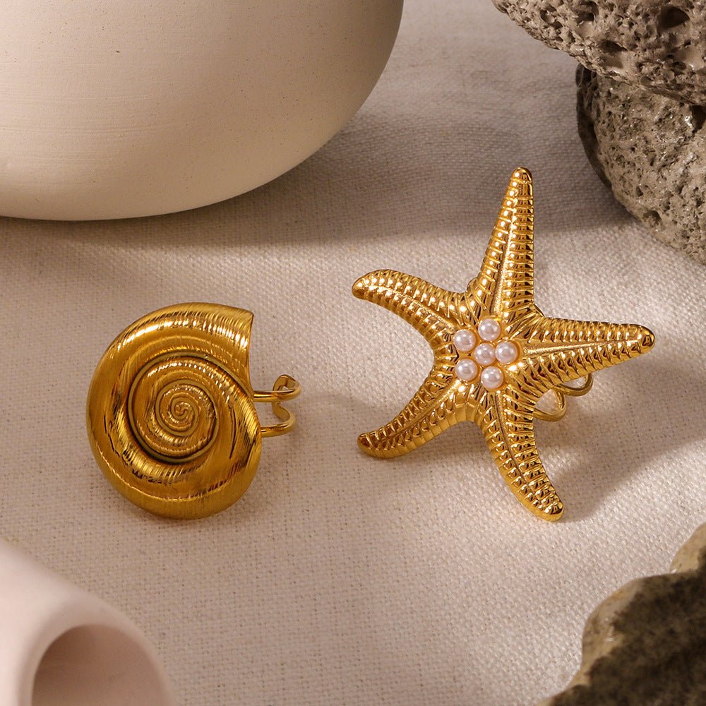 Bague en or 18K plaqué en acier inoxydable Starfish de personnalité - Ivory Deals Market