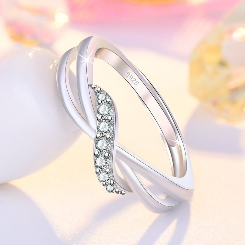 Bague ondulé pour femme, plaqué Or rose, couleur Or, bras torsadé, courbe - Ivory Deals Market