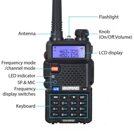 Baofeng Uv - 5R Trois Segment Talkie Walkie Vhf 220 - 226Mhz Uhf Fréquence Double Antenne Talkie Walkie Civile Pièce À Main - Ivory Deals Market