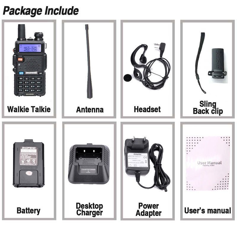 Baofeng Uv - 5R Trois Segment Talkie Walkie Vhf 220 - 226Mhz Uhf Fréquence Double Antenne Talkie Walkie Civile Pièce À Main - Ivory Deals Market