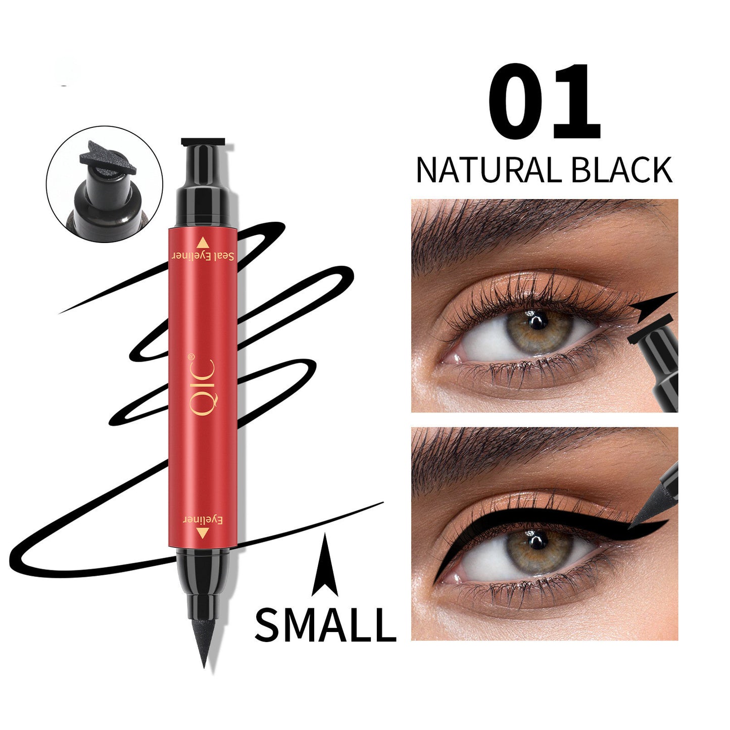 Stylo eyeliner double embout étanche et résistant à la transpiration.