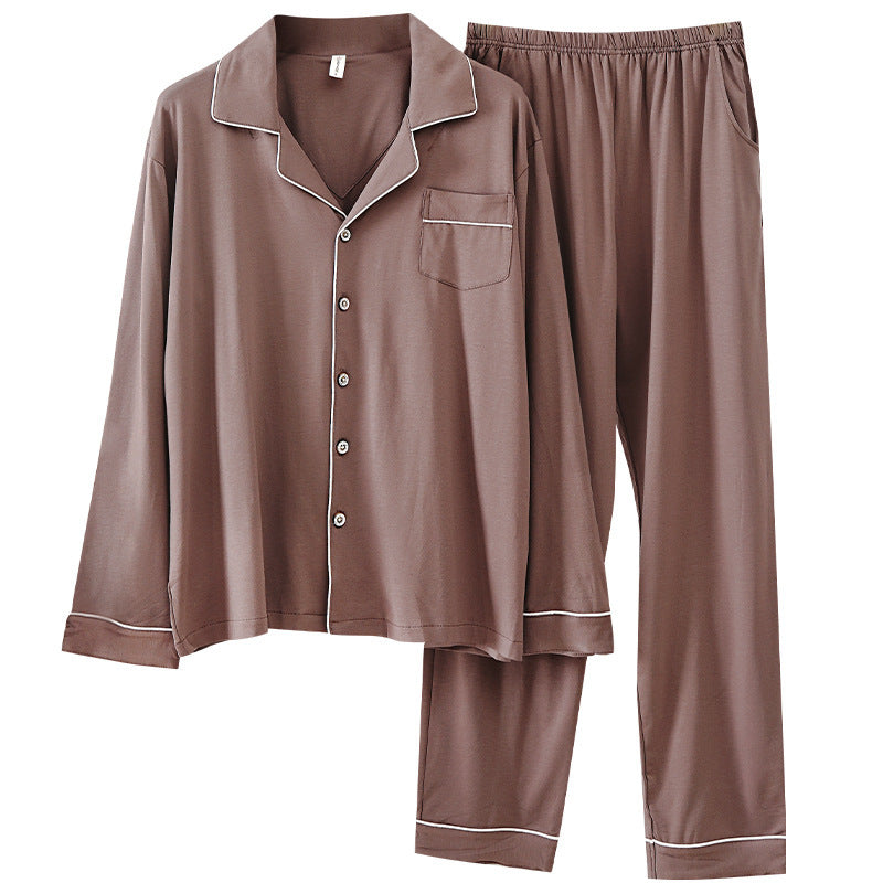 Pyjamas en modal pour hommes, costume à manches longues pour le printemps et l'automne