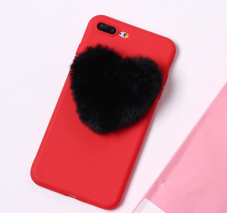 Belle 3D Furry Coeurs D'amour Mignon Cheveux Téléphone Cas - Ivory Deals Market