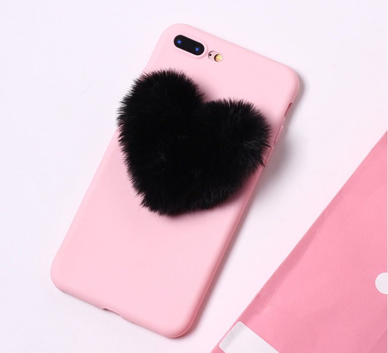 Belle 3D Furry Coeurs D'amour Mignon Cheveux Téléphone Cas - Ivory Deals Market