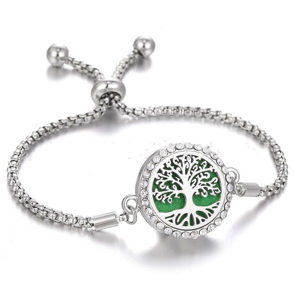 Bijoux de bracelet d'aromathérapie réglable en acier inoxydable creux - Ivory Deals Market