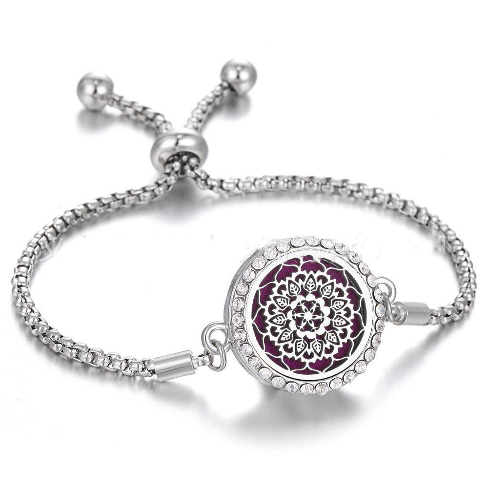 Bijoux de bracelet d'aromathérapie réglable en acier inoxydable creux - Ivory Deals Market