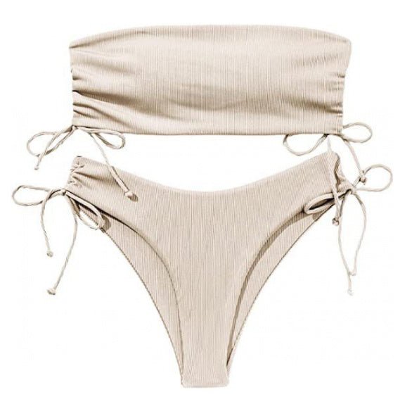 Bikini à tube fendu de couleur unie pour femmes - Ivory Deals Market