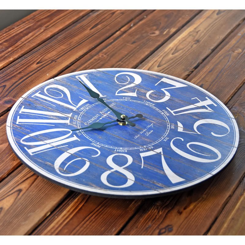 Bleu Numérique Horloge Murale Creative Vieux En Bois Wall Sticker Horloge - Ivory Deals Market