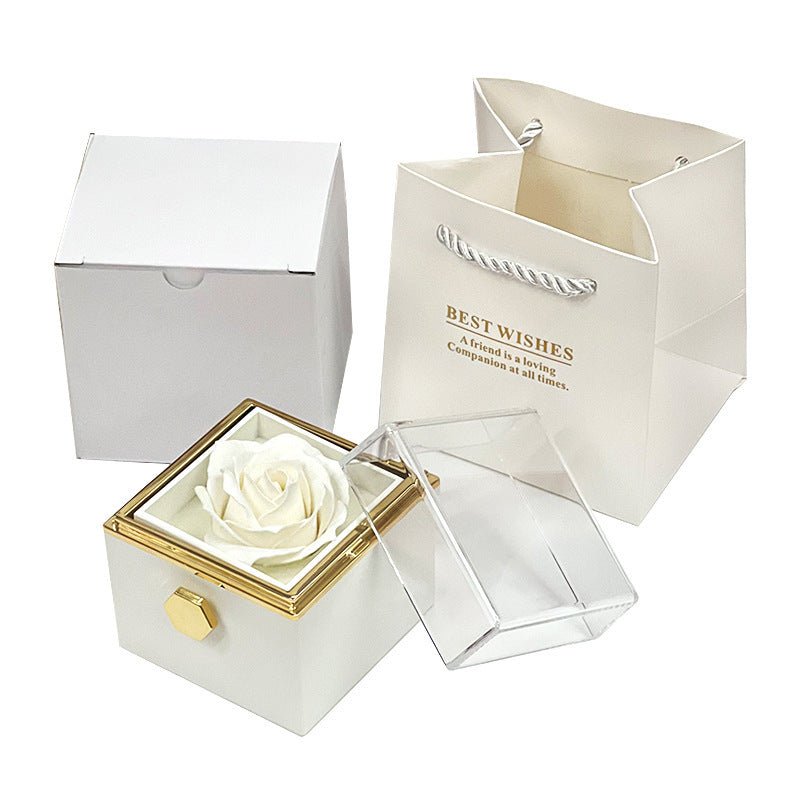 Boîte cadeau créative de roses en fleurs tournantes pour bijoux, idéale pour la Saint - Valentin des femmes. - Ivory Deals Market