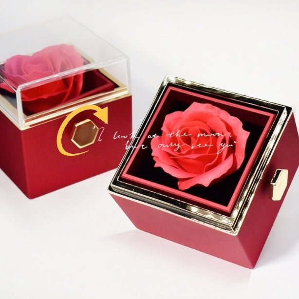 Boîte cadeau créative de roses en fleurs tournantes pour bijoux, idéale pour la Saint - Valentin des femmes. - Ivory Deals Market