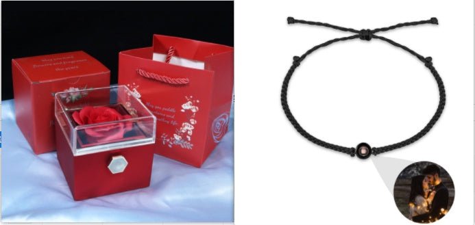 Boîte cadeau créative de roses en fleurs tournantes pour bijoux, idéale pour la Saint - Valentin des femmes. - Ivory Deals Market