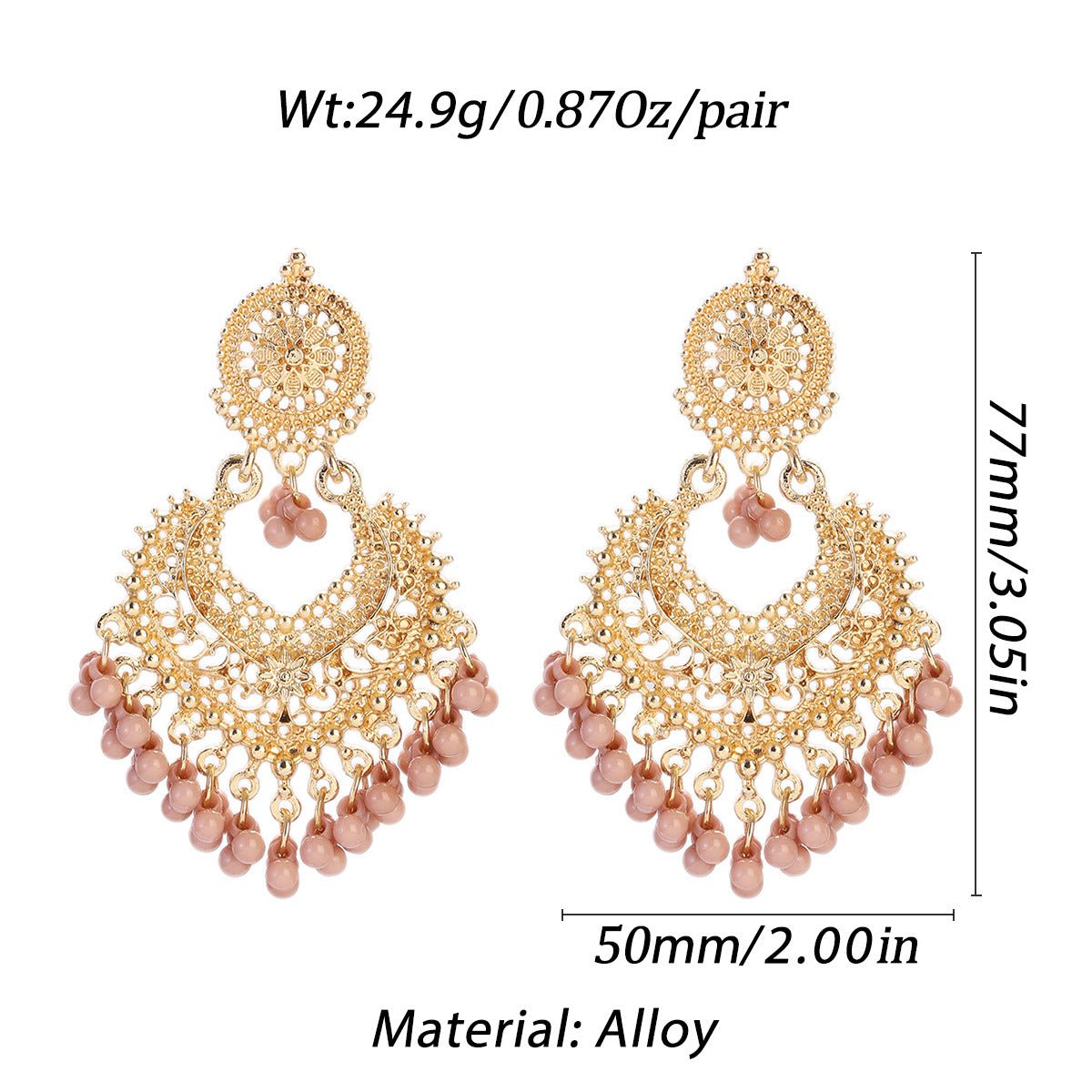 Boucles d'oreilles bohème en alliage métallique de style ethnique rétro exagérées - Ivory Deals Market