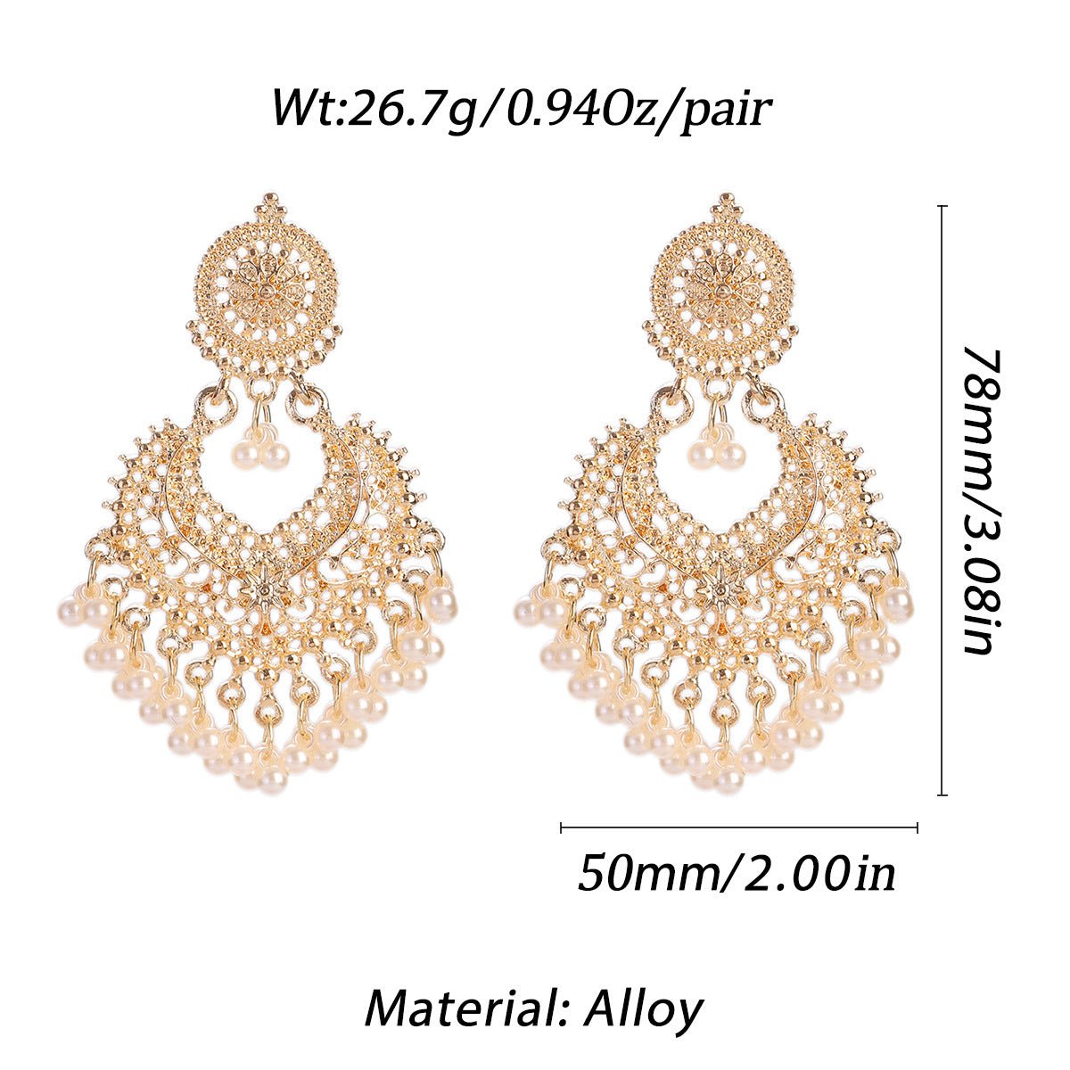 Boucles d'oreilles bohème en alliage métallique de style ethnique rétro exagérées - Ivory Deals Market