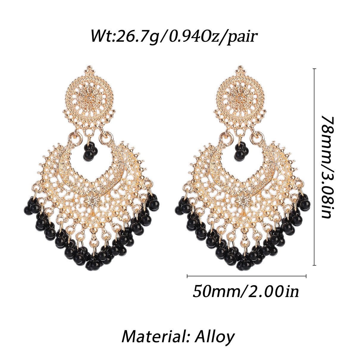 Boucles d'oreilles bohème en alliage métallique de style ethnique rétro exagérées - Ivory Deals Market