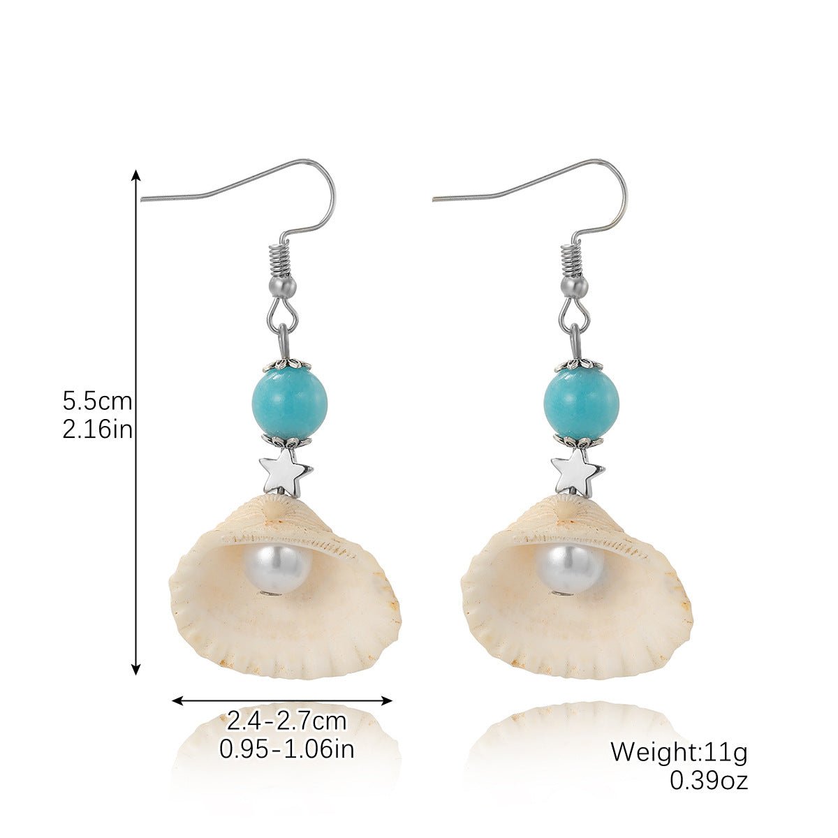 Boucles d'oreilles coquillage marine perle naturelle femme - Ivory Deals Market