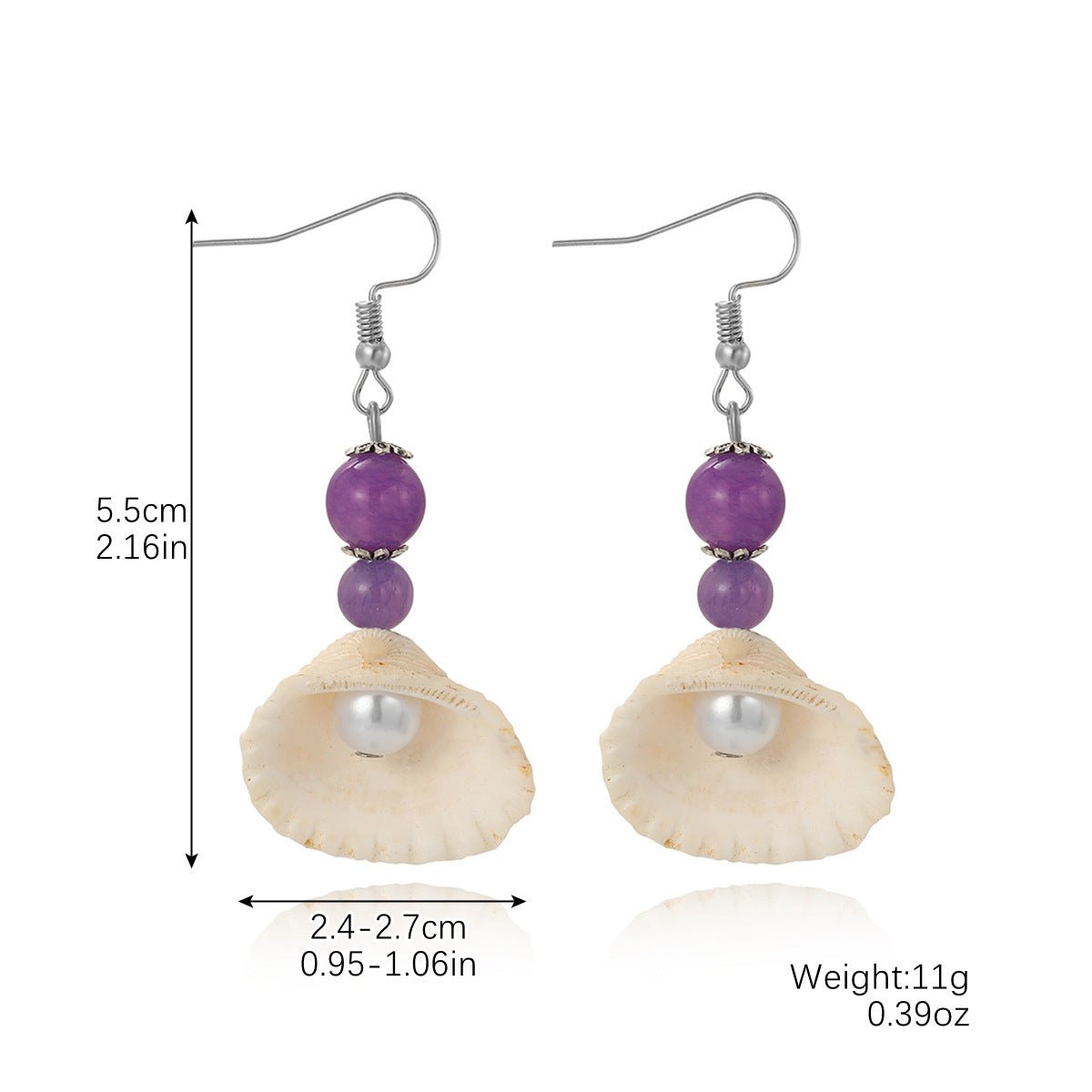 Boucles d'oreilles coquillage marine perle naturelle femme - Ivory Deals Market