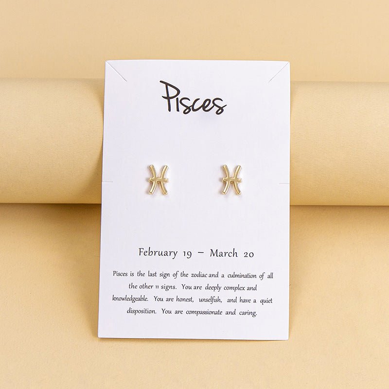 Boucles d'oreilles des douze constellations en or et argent, représentant les 12 signes du zodiaque. - Ivory Deals Market