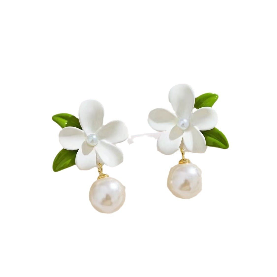 Boucles d'oreilles d'été fleur blanche asymétrique - Ivory Deals Market