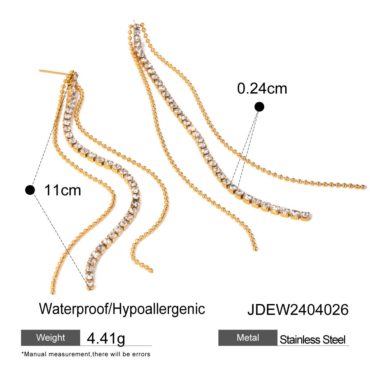 Boucles d'oreilles en acier inoxydable en forme de goutte en cristal zirconium 18 carats - Ivory Deals Market