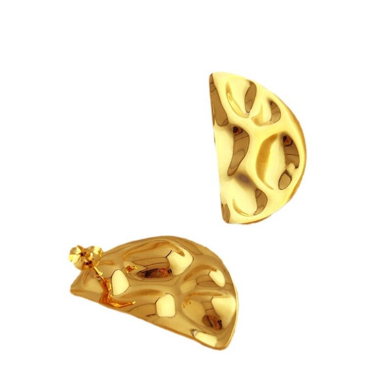 Boucles d'oreilles en acier inoxydable or 18 carats exagérées concave convexe pour femmes - Ivory Deals Market