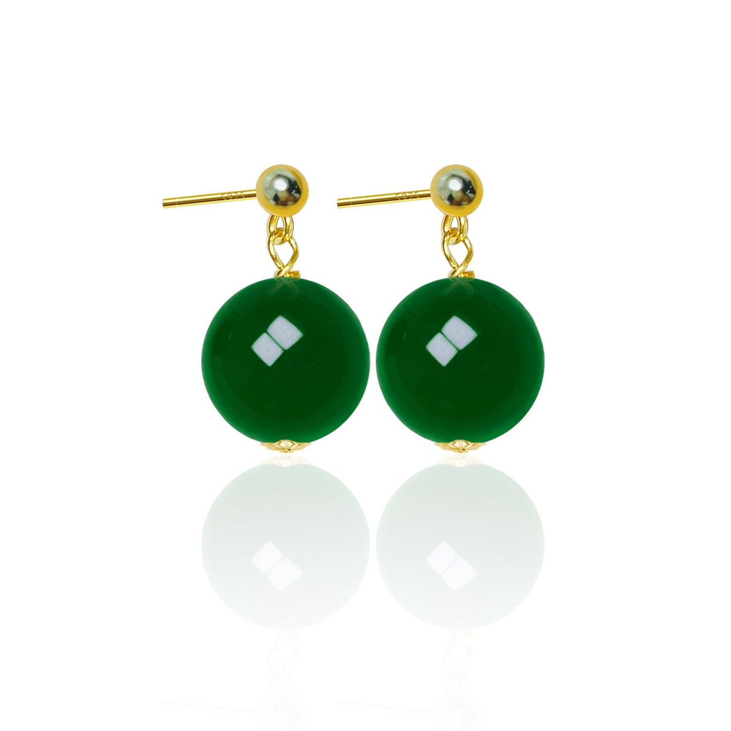 Boucles d'oreilles en argent sterling naturel vert agate haut boucles d'oreilles simples femmes - Ivory Deals Market