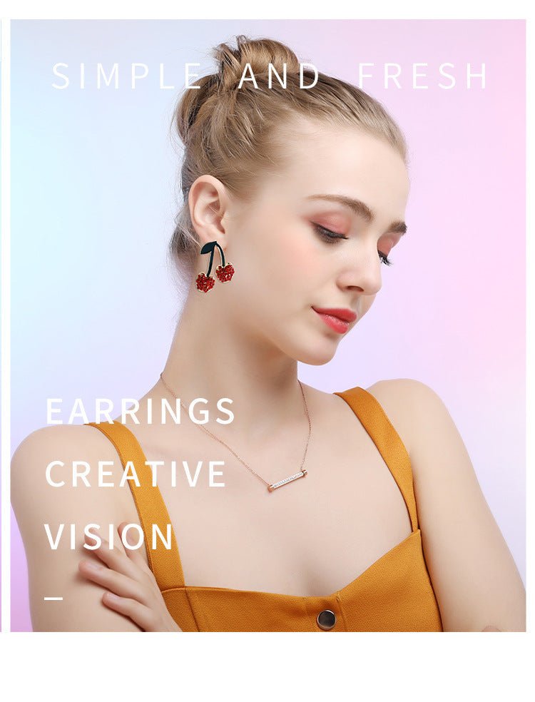 Boucles d'oreilles en forme de cerise en alliage d'été pour femmes - Ivory Deals Market