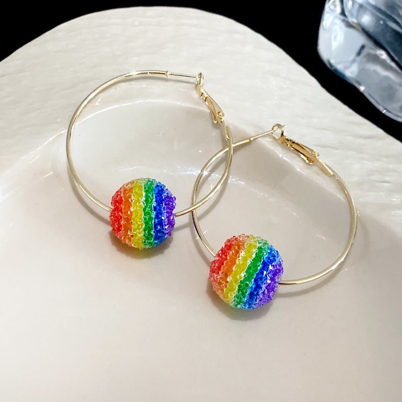 Boucles d'oreilles en forme de goujon arc - en - ciel incrusté de strass style incrusté de strass - Ivory Deals Market