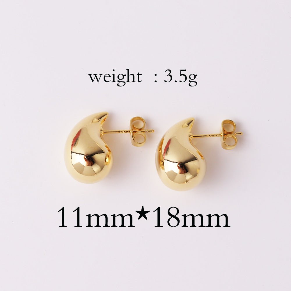 Boucles d'oreilles en forme de goutte en métal véritable 18K pour femmes, placage de cuivre - Ivory Deals Market