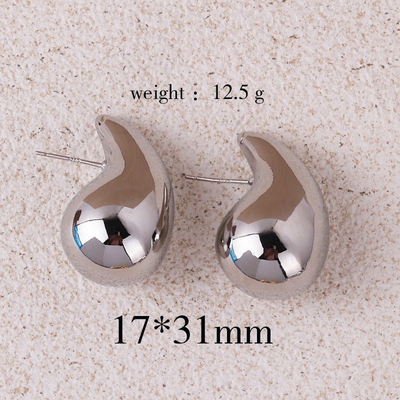 Boucles d'oreilles en forme de goutte en métal véritable 18K pour femmes, placage de cuivre - Ivory Deals Market