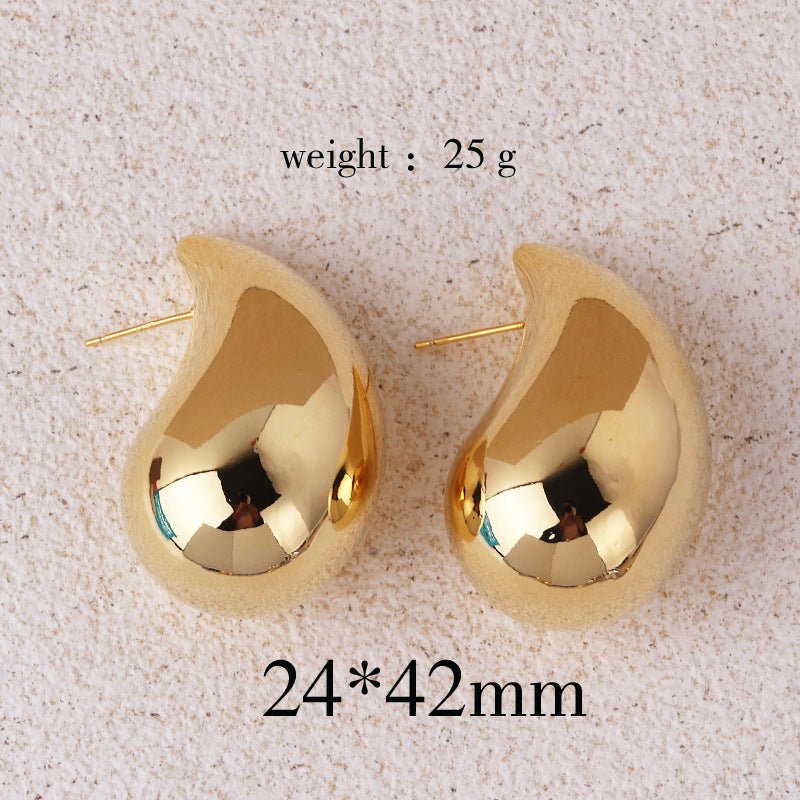 Boucles d'oreilles en forme de goutte en métal véritable 18K pour femmes, placage de cuivre - Ivory Deals Market