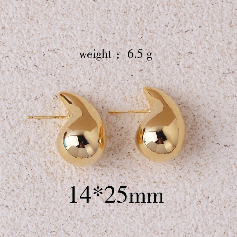 Boucles d'oreilles en forme de goutte en métal véritable 18K pour femmes, placage de cuivre - Ivory Deals Market