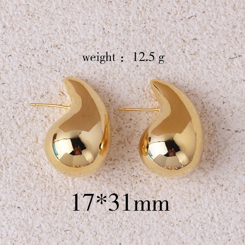 Boucles d'oreilles en forme de goutte en métal véritable 18K pour femmes, placage de cuivre - Ivory Deals Market