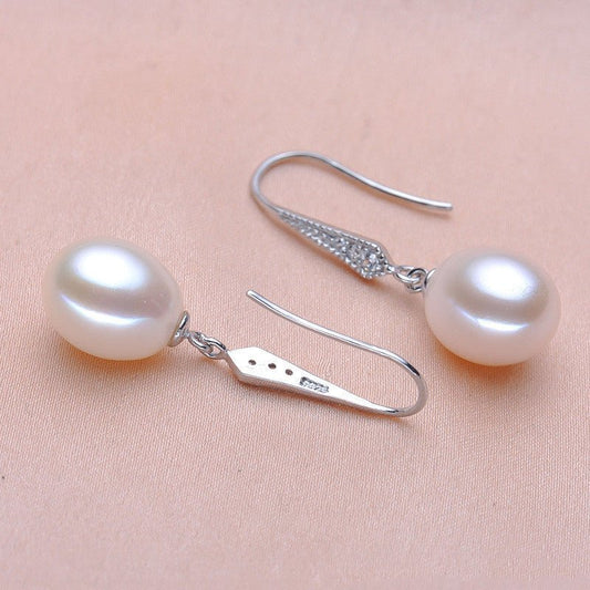 Boucles d'oreilles en perles d'eau douce argentées, style sobre pour femmes - Ivory Deals Market